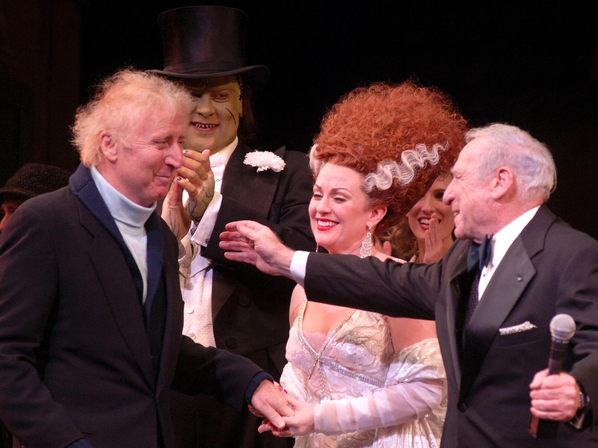 Gene Wilder (far left) and Mel Brooks (far right) got to to see their hit come back to life at the opening night of the play adaptation in New York in 2007