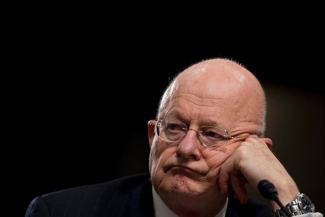 James Clapper testifies before the Senate Armed Services Committee on Capitol Hill yesterday