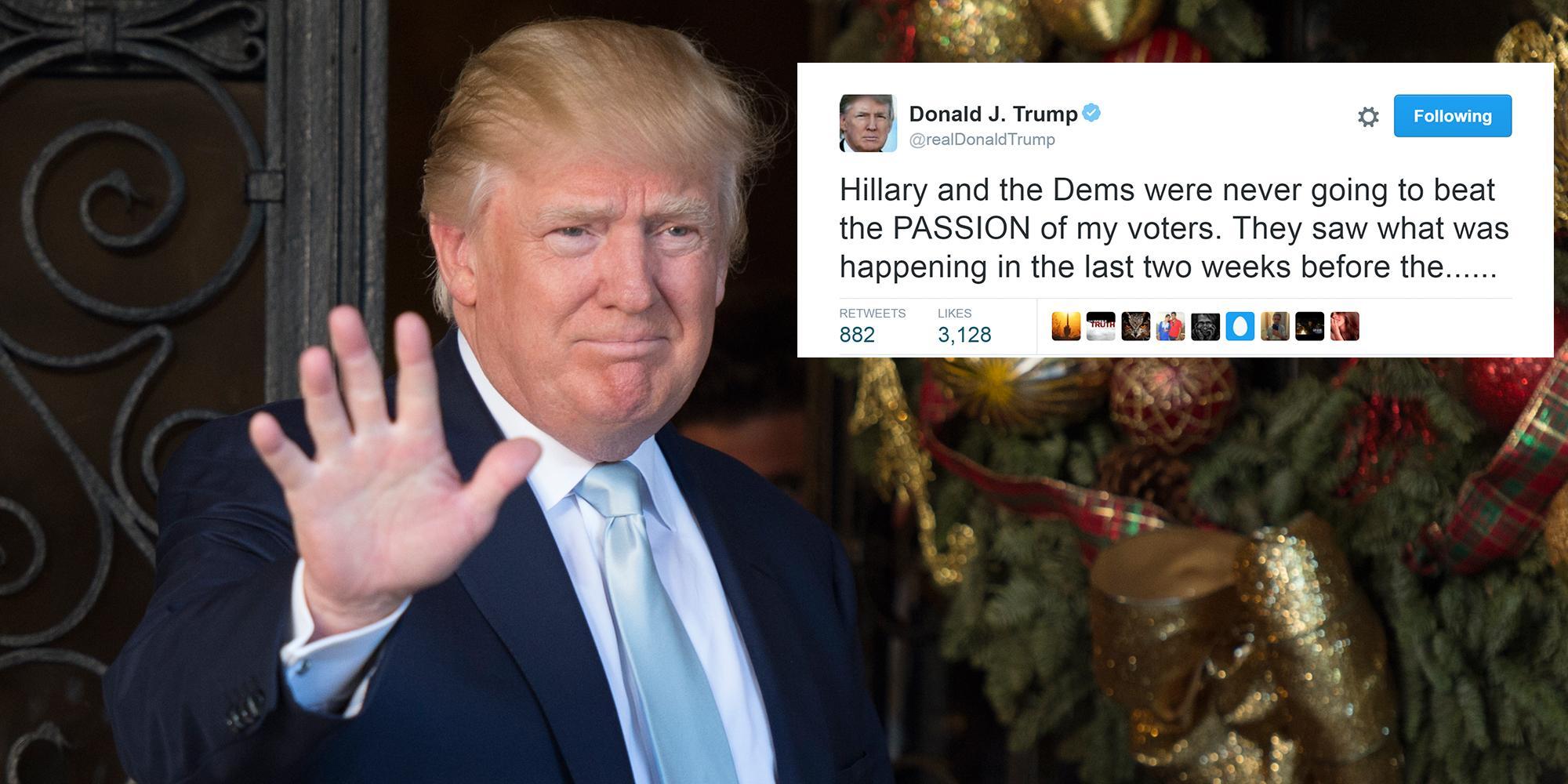 Donald Trump has tweeted this - which reminds us, Hillary Clinton won the popular vote ...