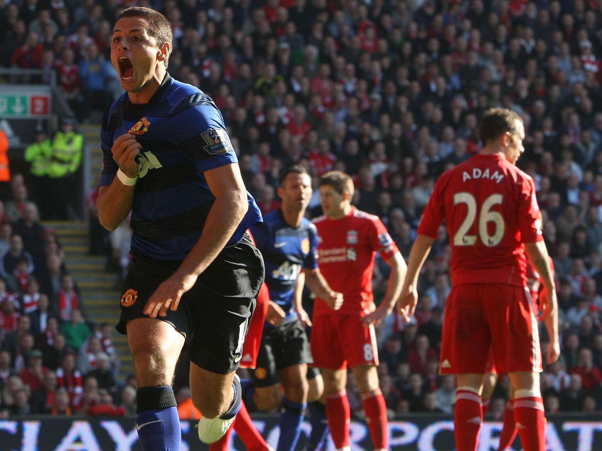 Chicharito scored 37 league goals for Liverpool rivals Manchester United