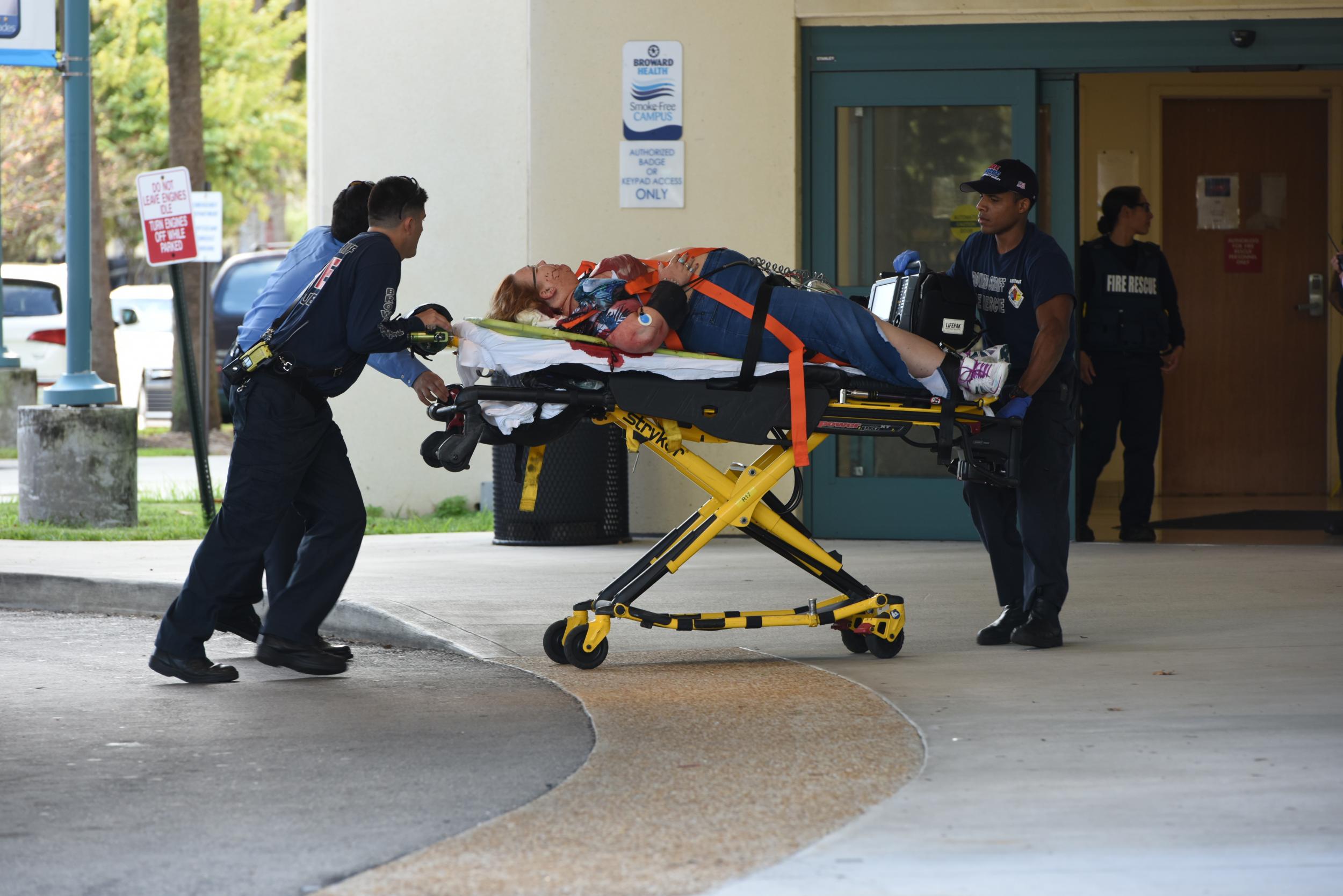 A shooting victim is taken into Broward Health Trauma Center in Fort Lauderdale