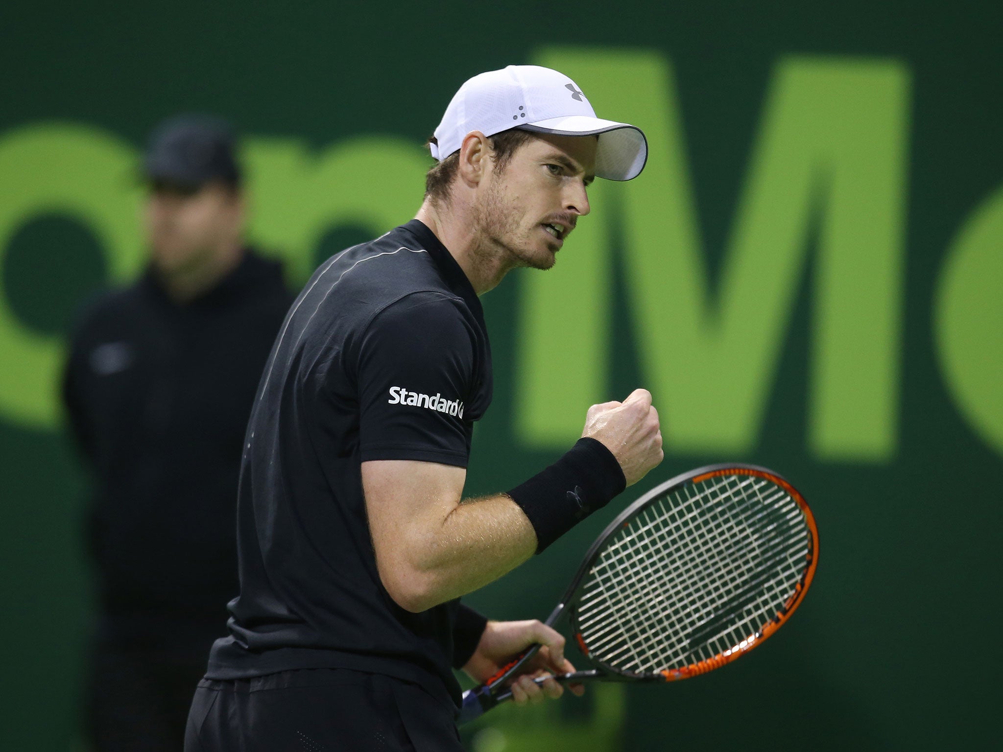 Andy Murray celebrates a point against Tomas Berdych