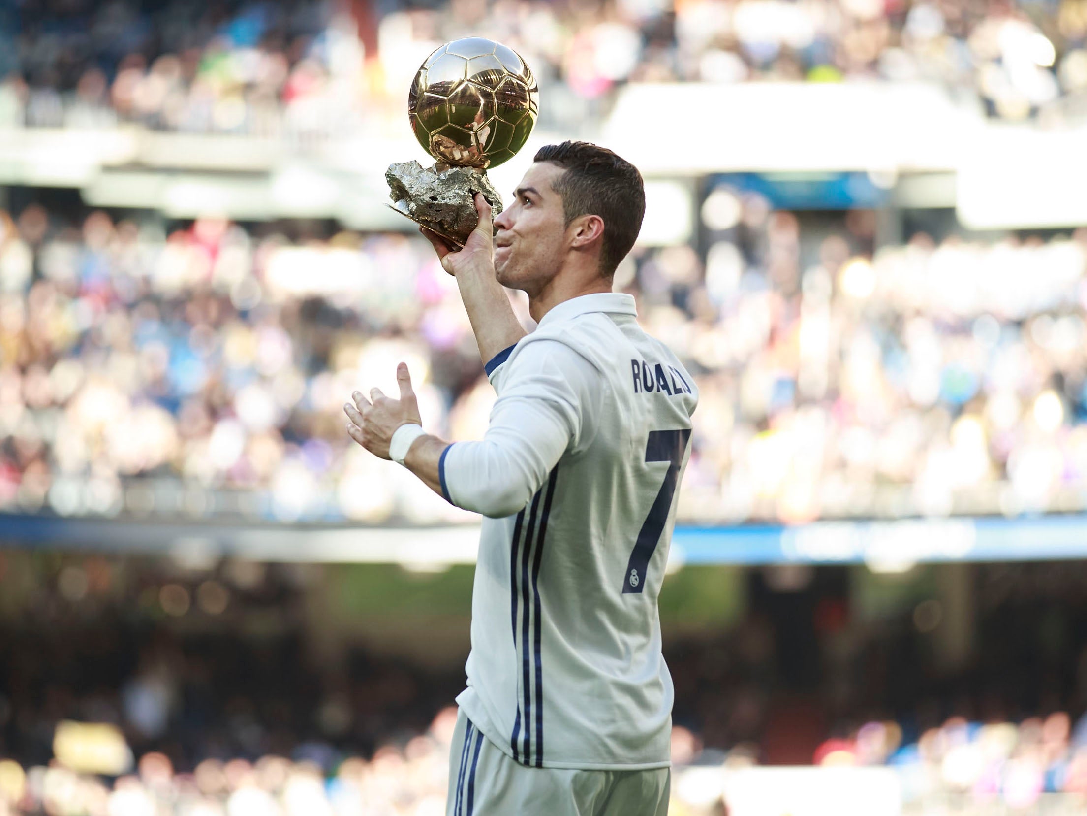 Ronaldo was presented with his Ballon d'Or in front of the home crowd