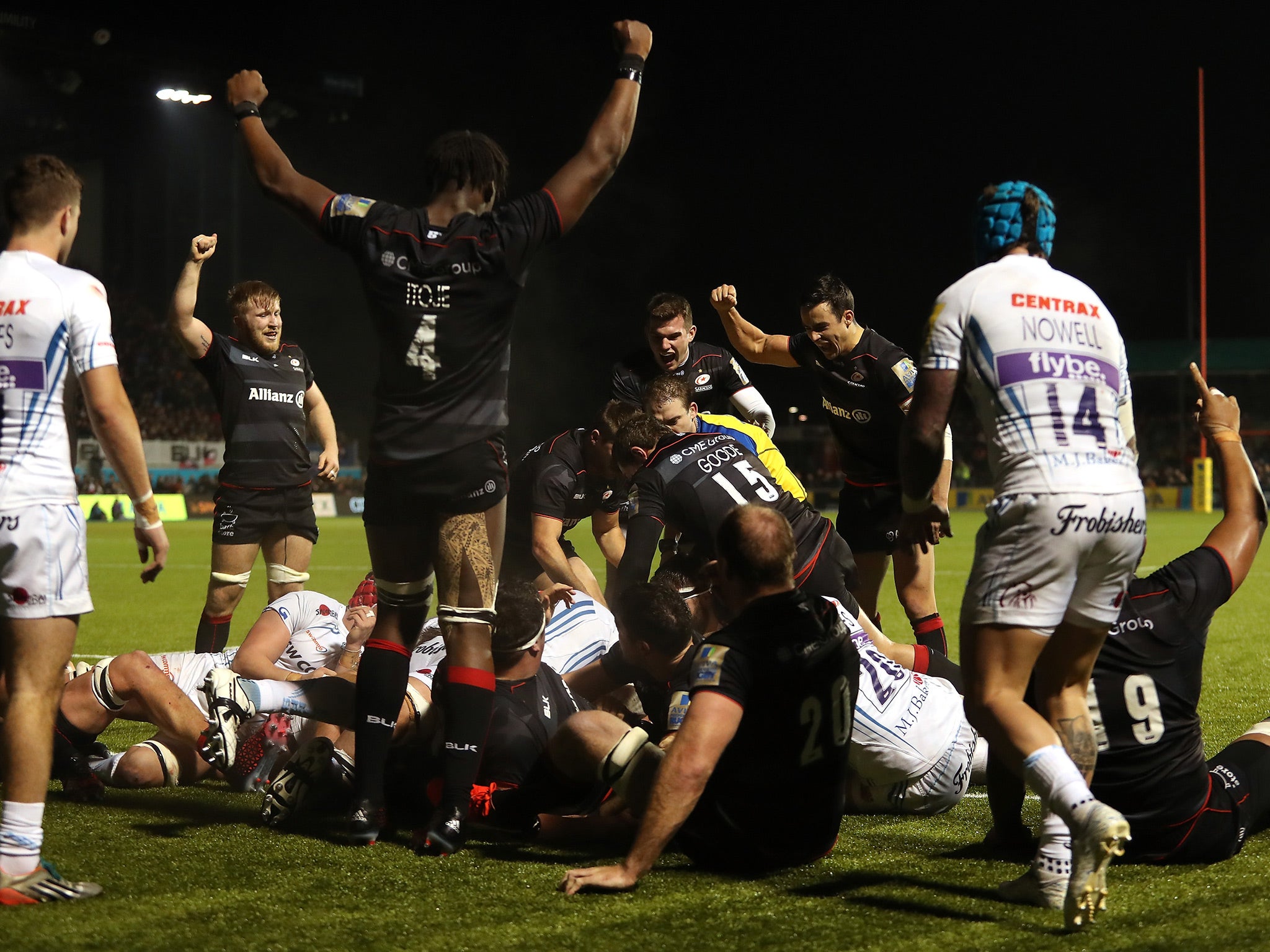 Titi Lamositele's try helped Saracens on their way to salvaging a draw