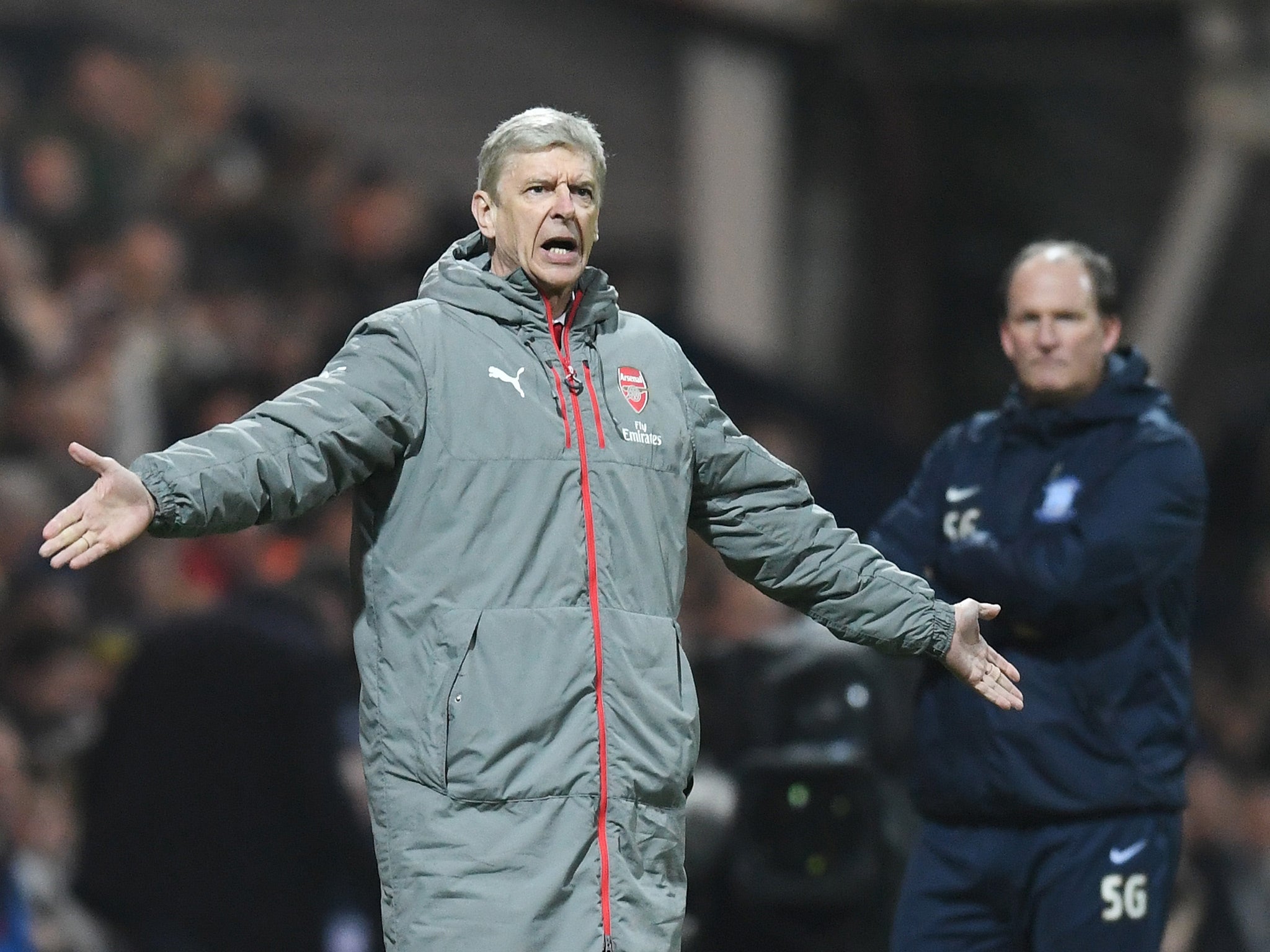 Wenger looked exasperated on the touchline for much of the first half