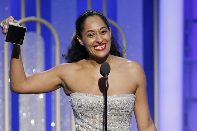 Tracee Ellis Ross accepts the award for Best Actress in a Television Series - Musical or Comedy for her role in 'Black-ish' during the 74th Annual Golden Globe Awards at The Beverly Hilton Hotel on January 8, 2017 in Beverly Hills, California.