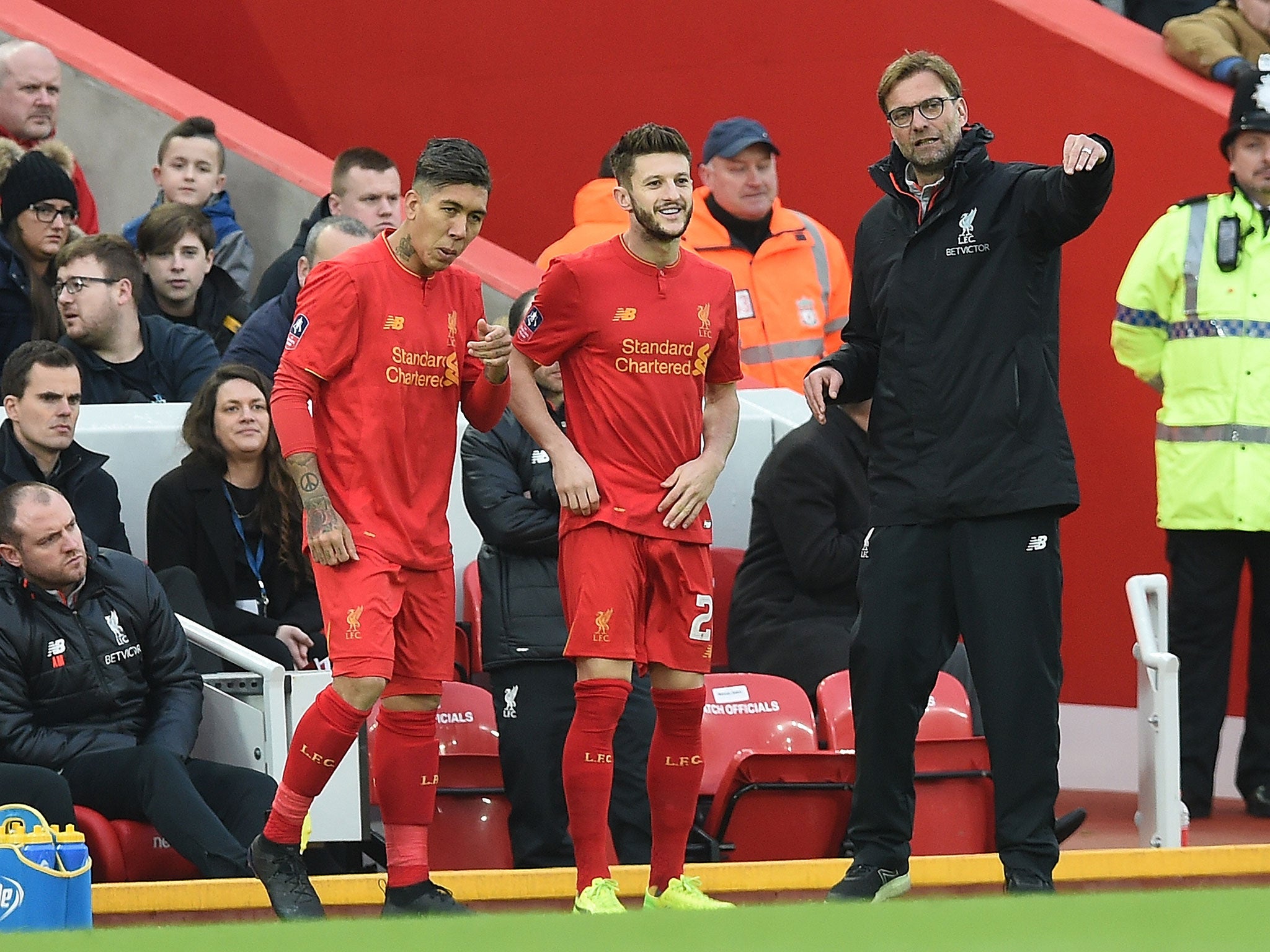 The likes of Roberto Firmino (left) and Adam Lallana (centre) could return for the EFL Cup semi-final