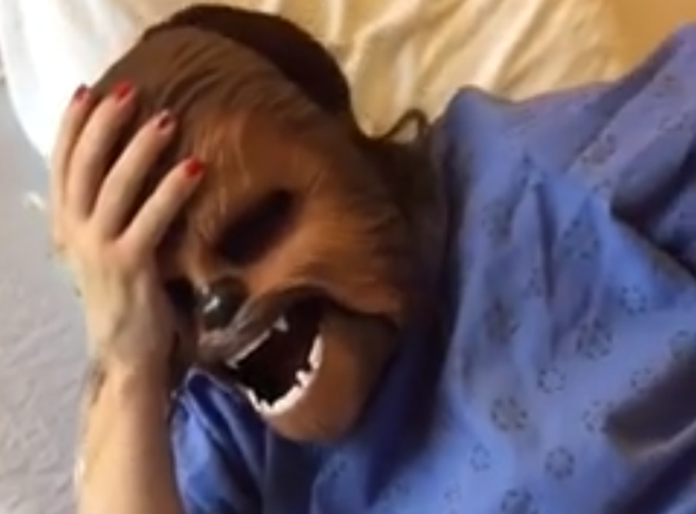 Woman posts video of herself giving birth wearing a Chewbacca mask | The Independent | The ...