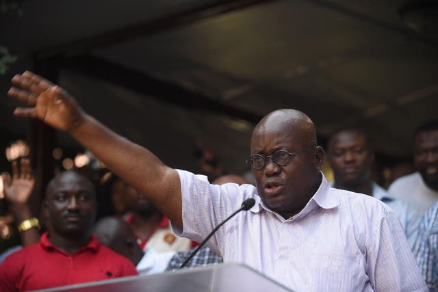 New Patriotic Party's (NPP) Nana Akufo-Addo addressed supporters at Independence Square in Accra