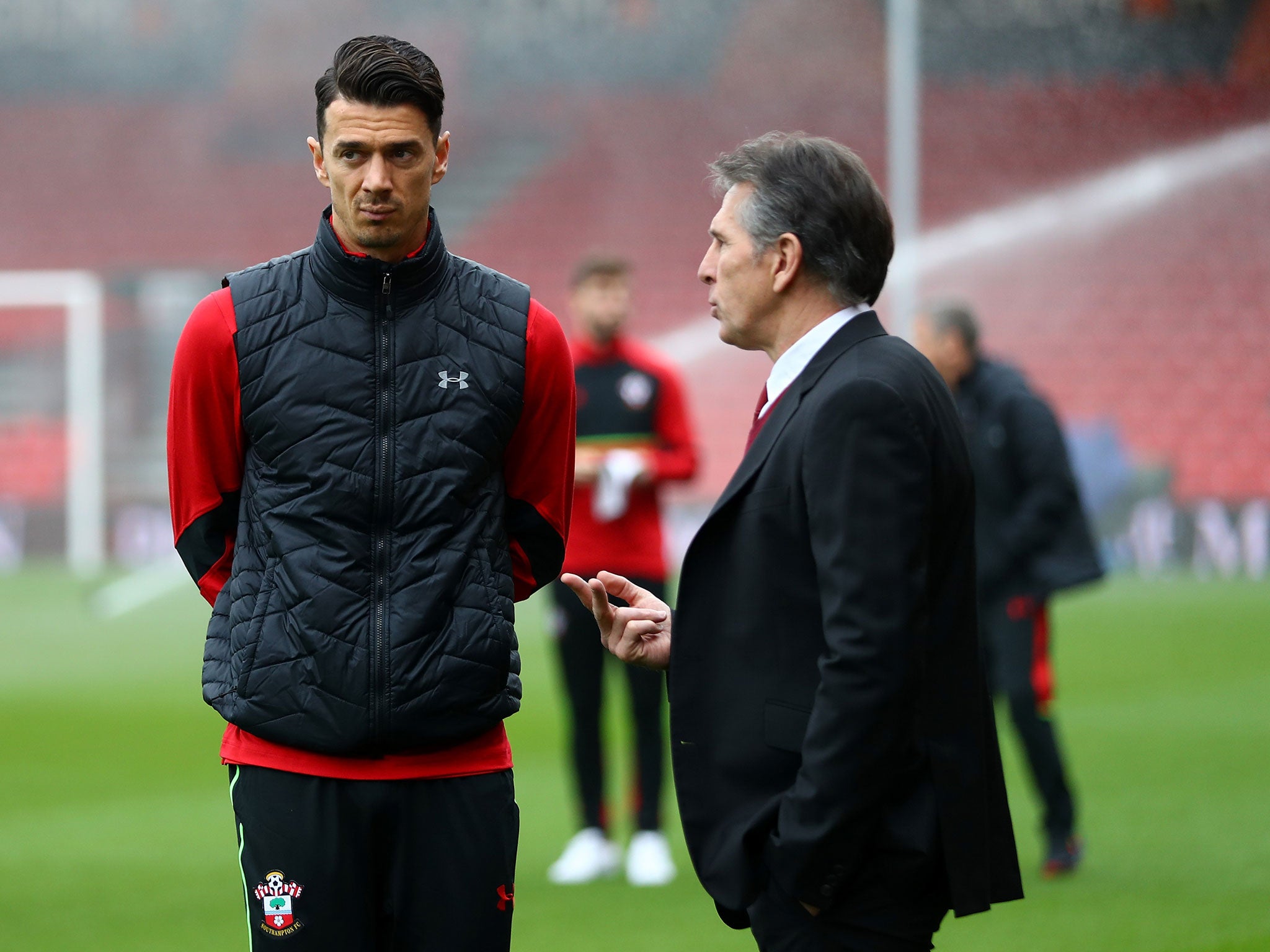 Claude Puel (right) will not select Jose Fonte (left) while his Southampton future is in doubt