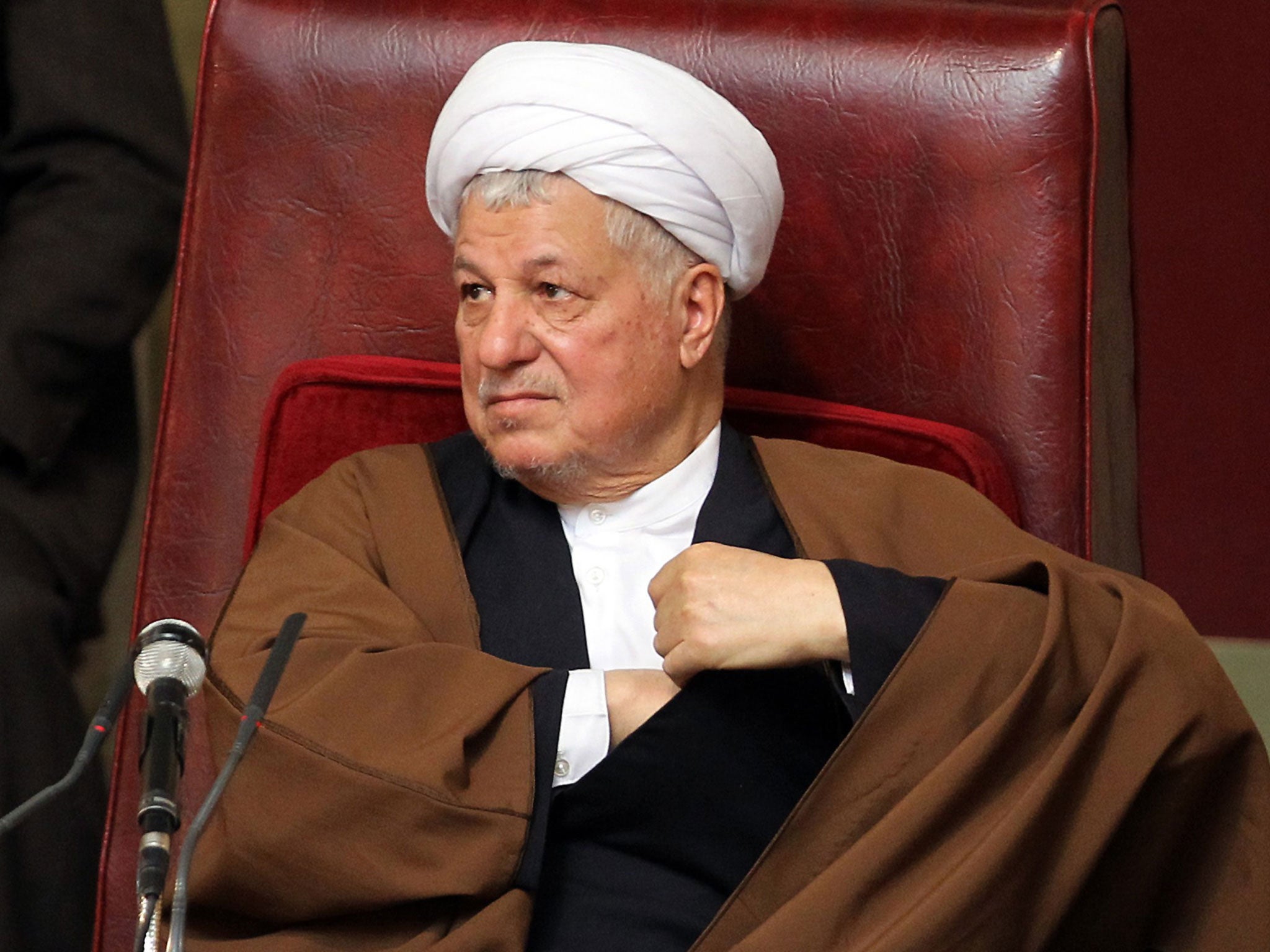 File photo taken on 8 March, 2011 shows former Iranian President Akbar Hashemi Rafsanjani, attending a meeting of the top clerical body in Tehran