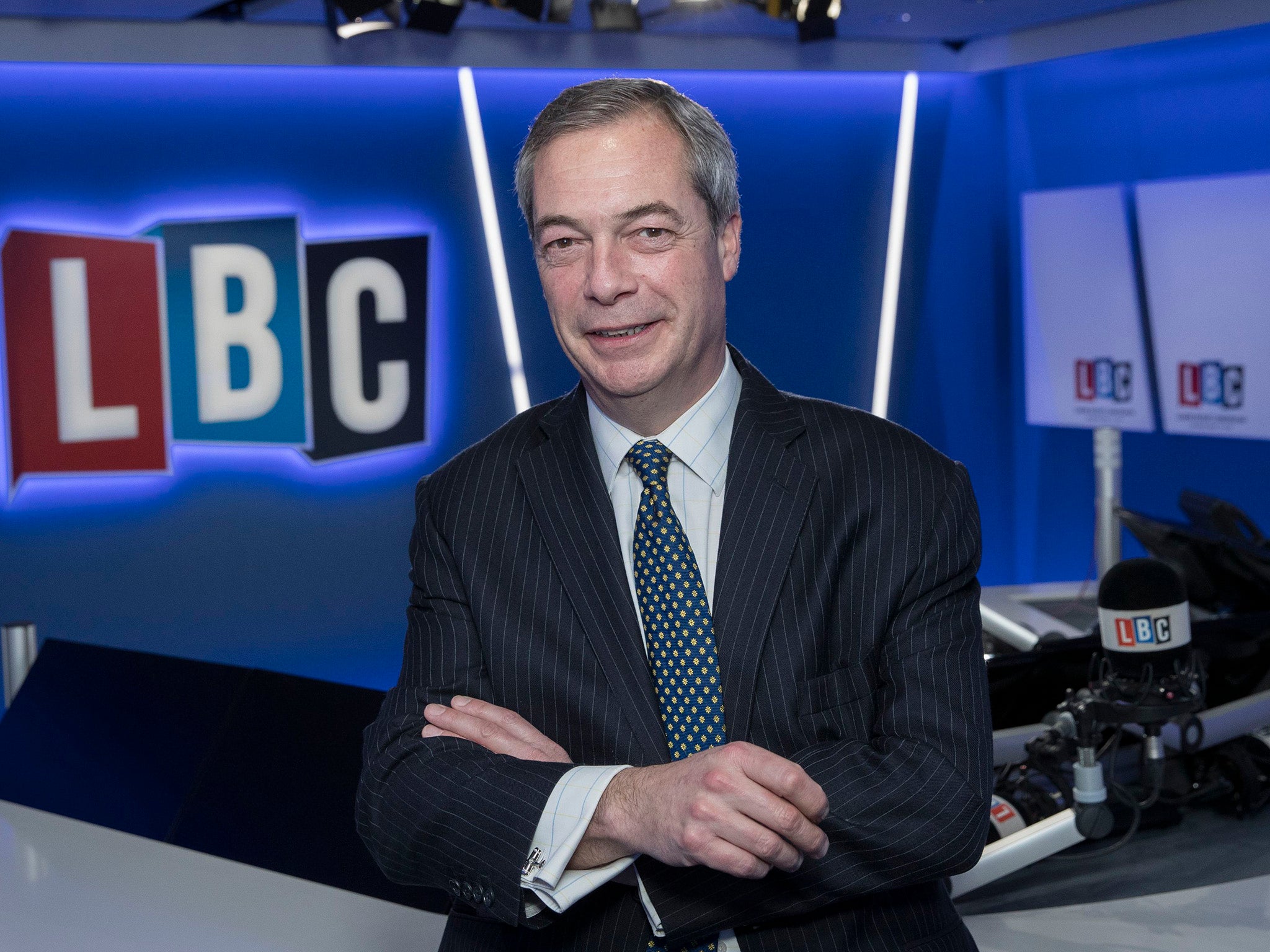Nigel Farage hosts his first evening show on LBC