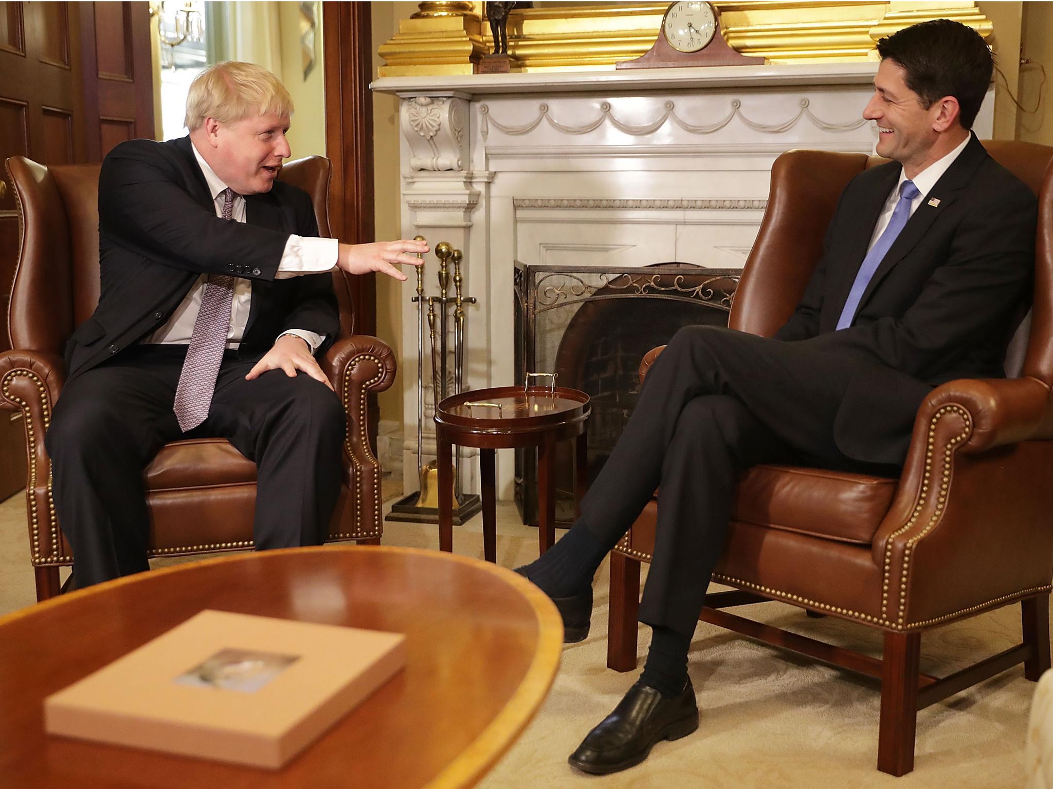 Boris Johnson met senior Republicans, including House of Representatives Speaker Paul Ryan, in Washington