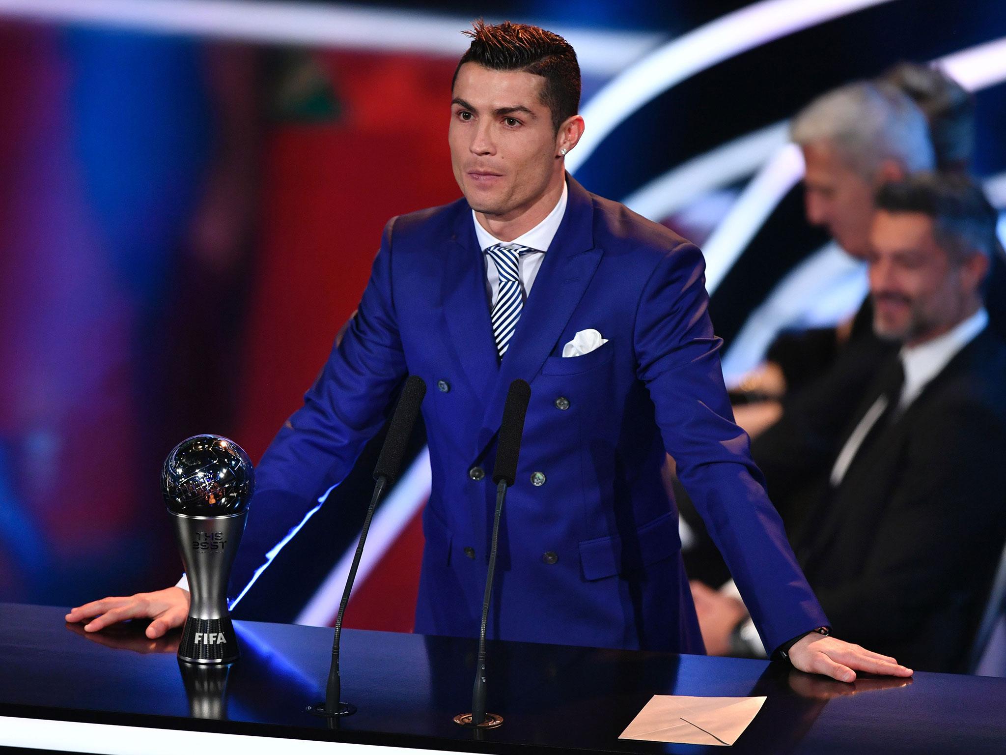 Cristiano Ronaldo collected the Fifa Best Player Award on Monday
