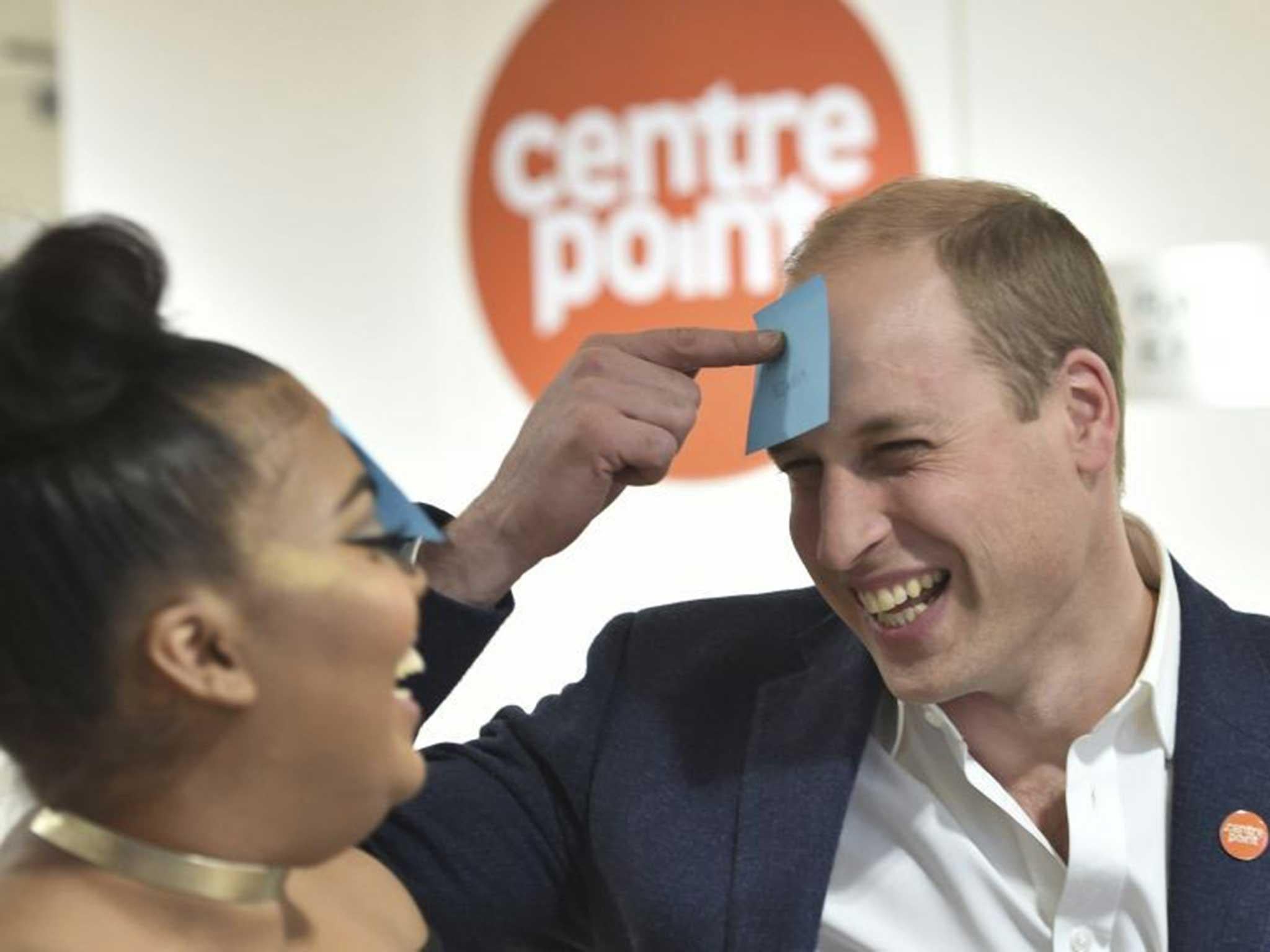 The Duke of Cambridge plays a guessing game at a Centrepoint hostel, asking around, ‘Am I famous?’
