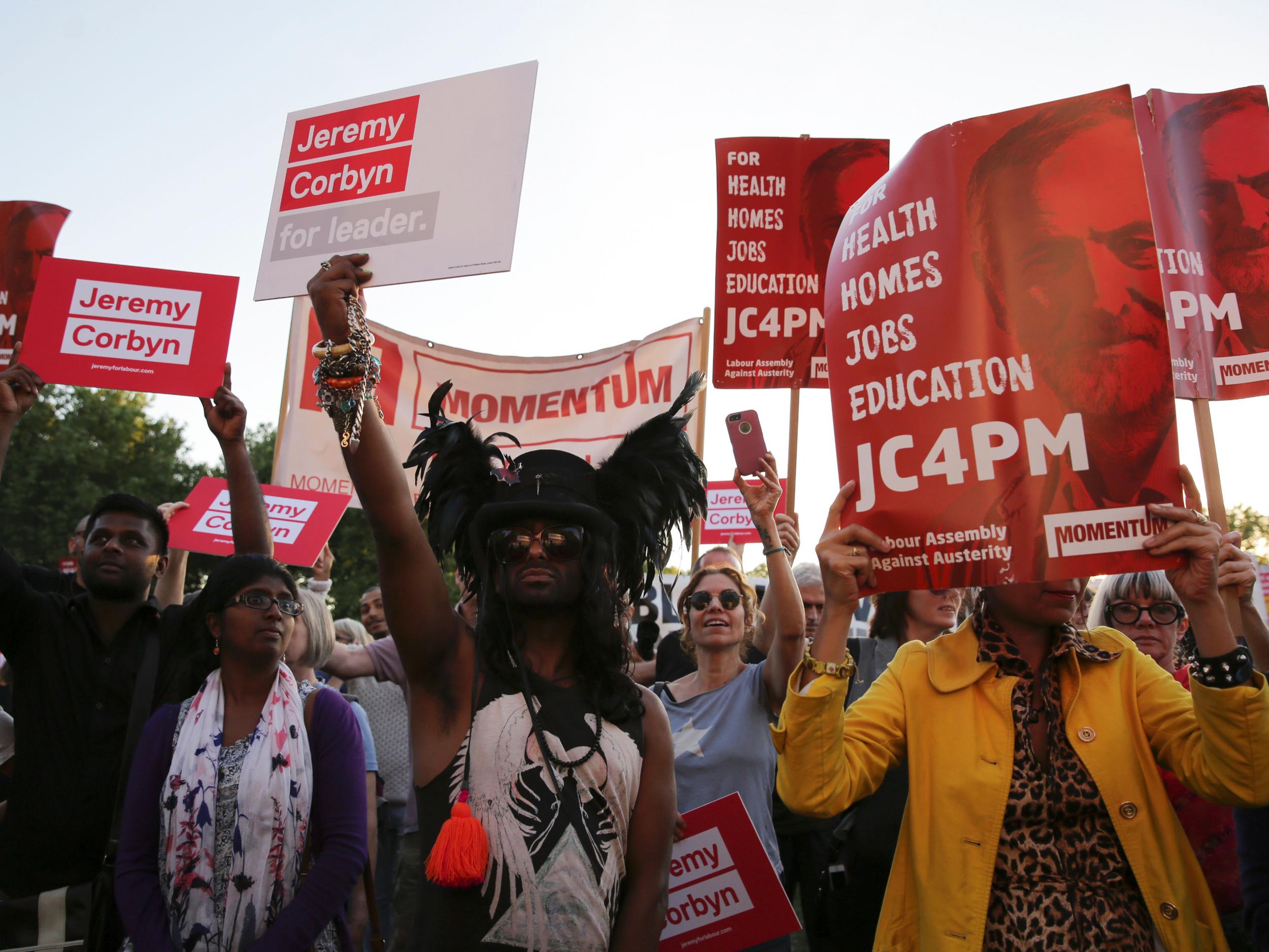 Momentum supporters at a Black, Asian and minority ethnic (BAME) rally in north London