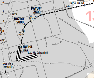 Waypoints guiding flights into McCarran Airport in Las Vegas