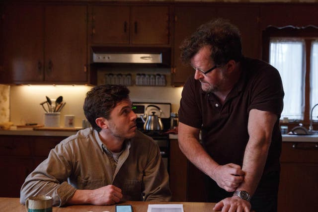 ‘Manchester By The Sea’ director Kenneth Lonergan (right) behind the scenes with the film’s star Casey Affleck