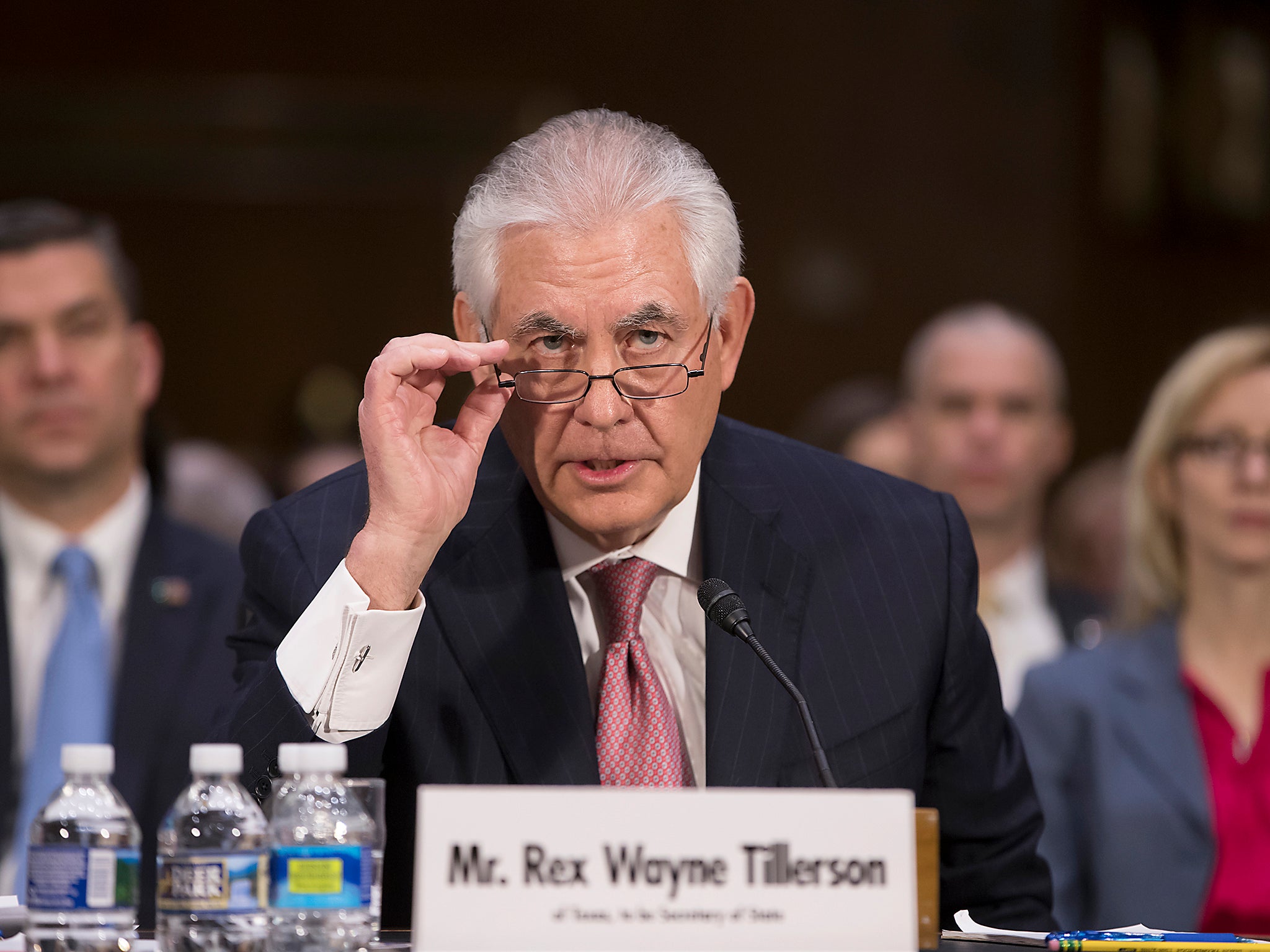 Secretary of State-designate Rex Tillerson testifies on Capitol Hill in Washington DC at his confirmation hearing before the Senate Foreign Relations Committee