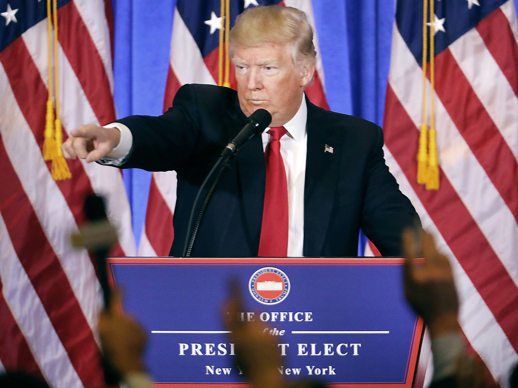 President-elect Donald Trump speaks at a news cenference at Trump Tower