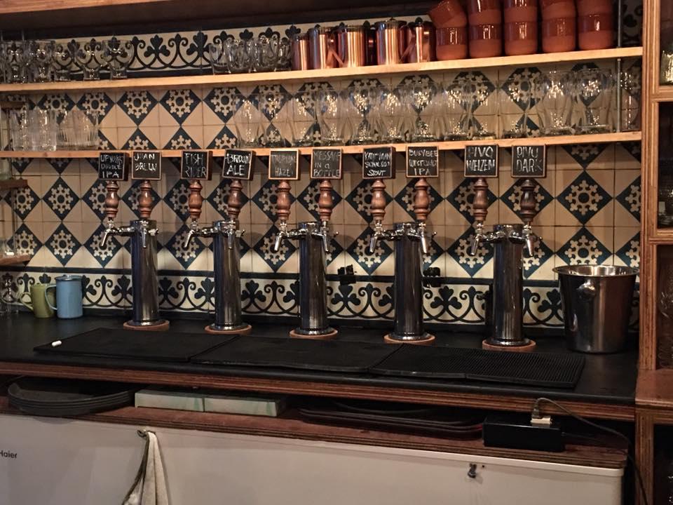 The line-up of craft beer taps at brew bar Big Bad Wolf