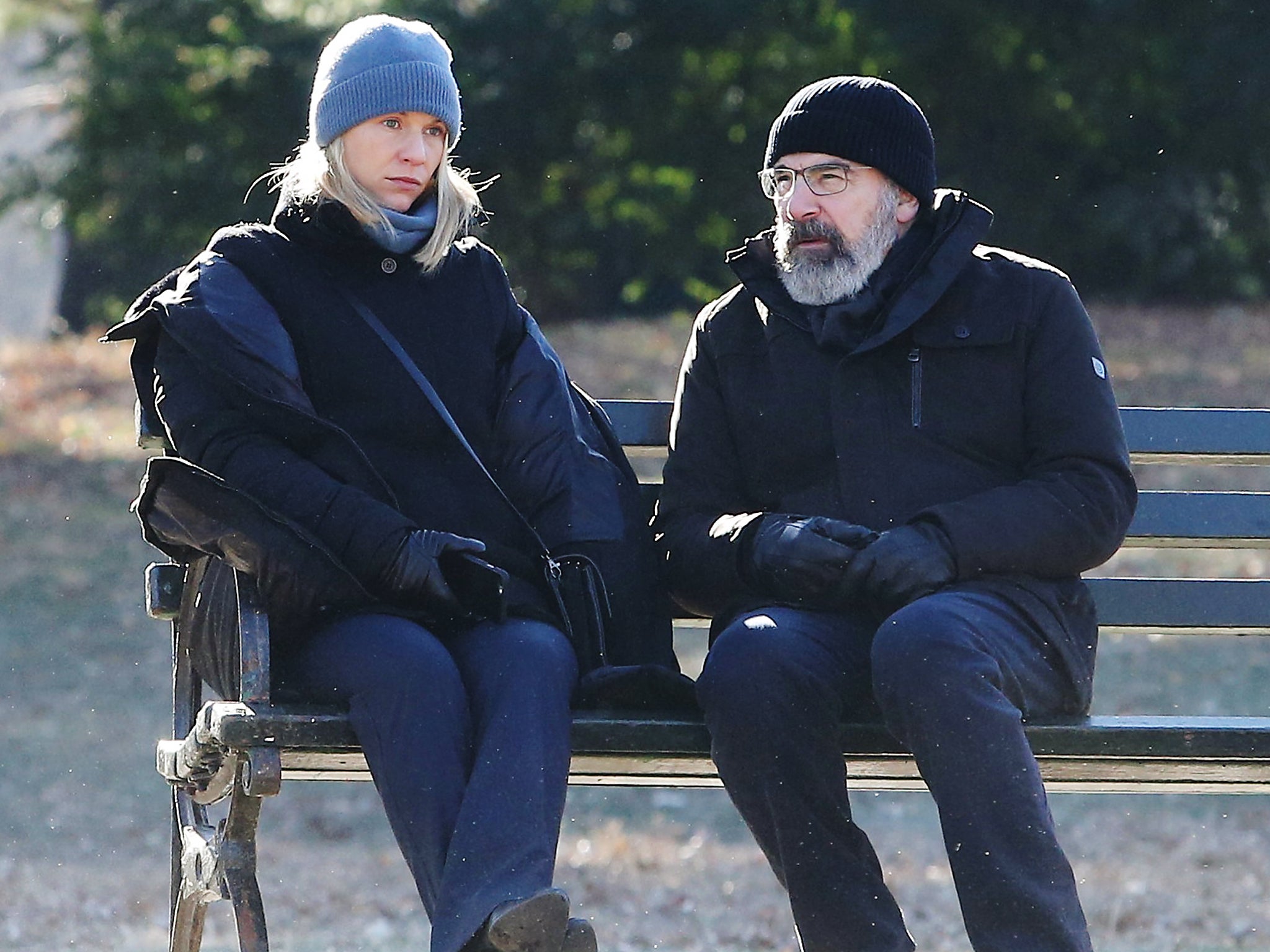 Claire Danes and Mandy Patinkin on set filming an episode of 'Homeland'