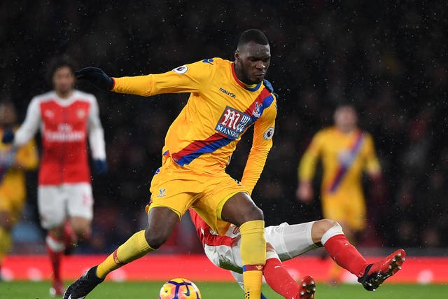 Christian Benteke in action for Palace against Arsenal