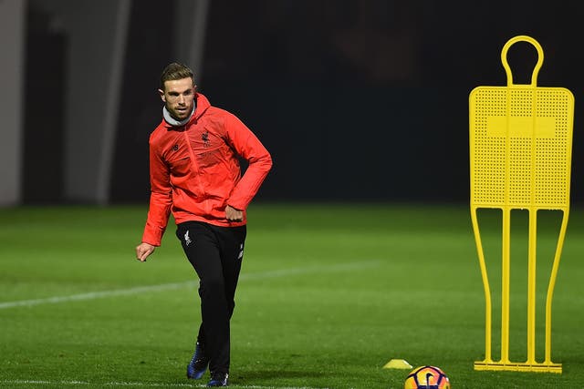 Jordan Henderson in training for Liverpool