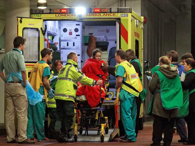 Casualties arriving at UCL Hospital in London. A&E departments are under growing strain during the winter months