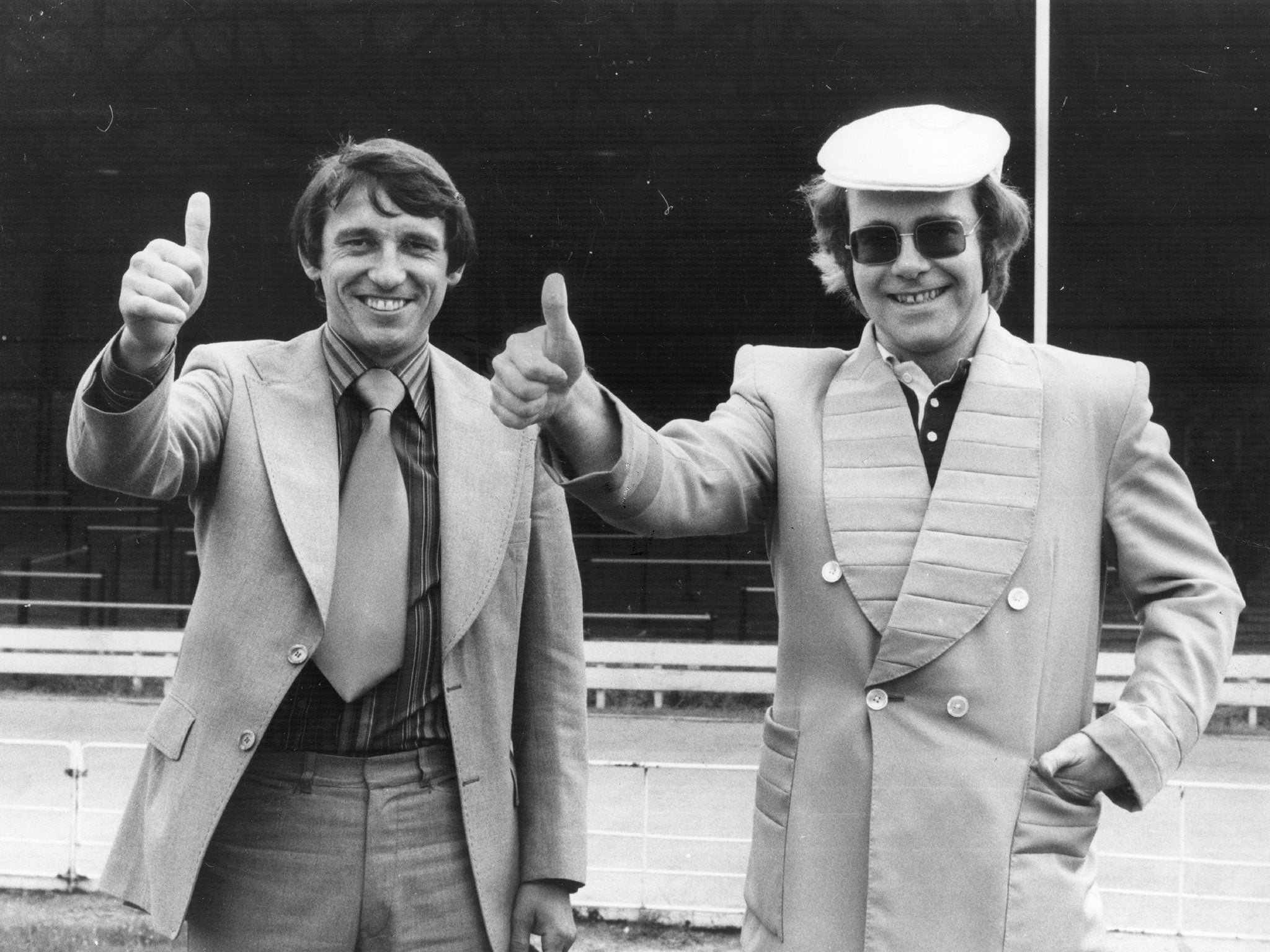 Graham Taylor with Elton John after his appointment as Watford manager in 1977