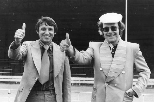 Graham Taylor with Elton John after his appointment as Watford manager in 1977