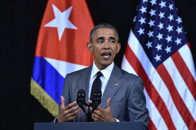 Obama delivers a speech at the Gran Teatro de la Habana in March