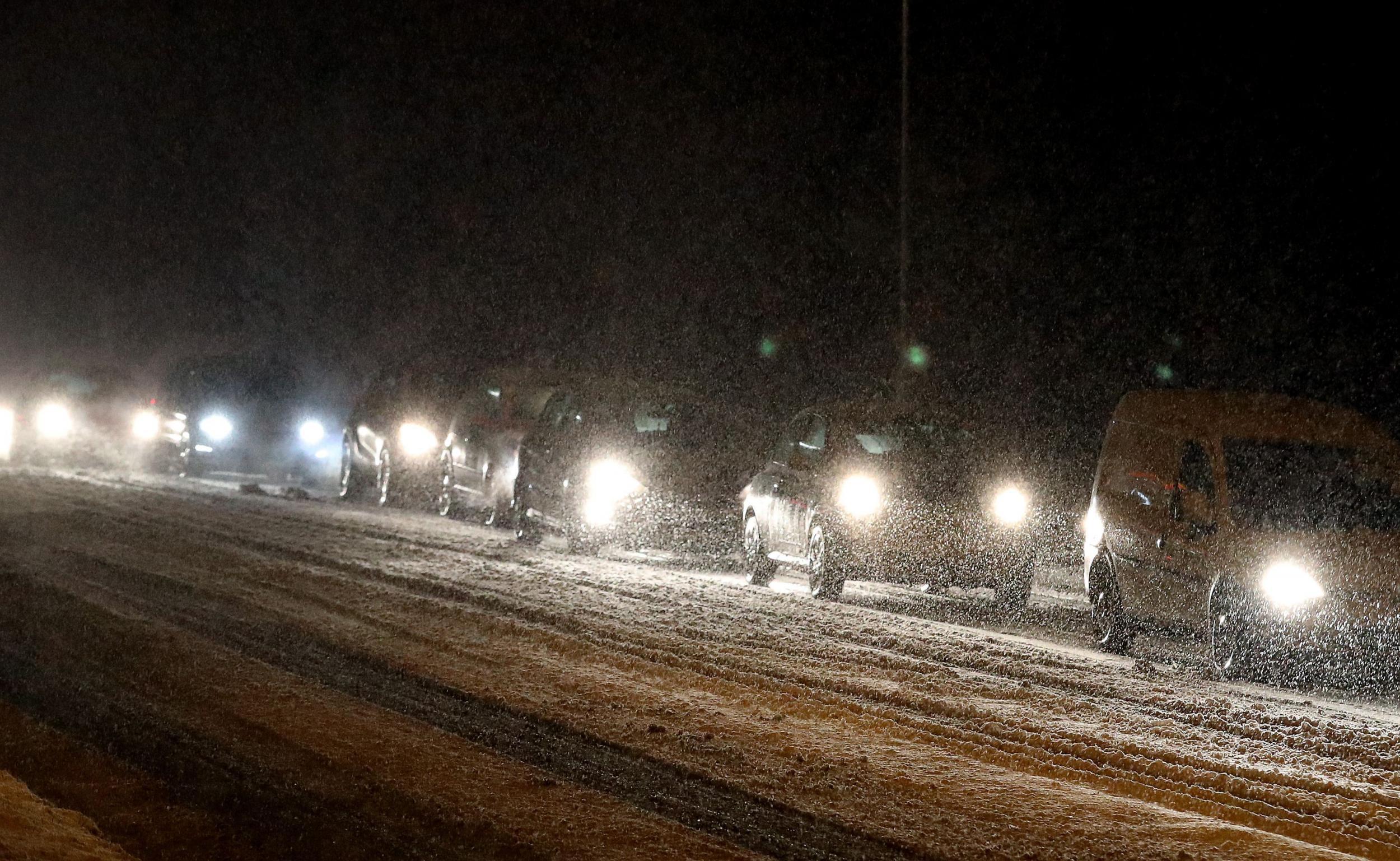 Bad weather conditions caused congestion on a number of major roads