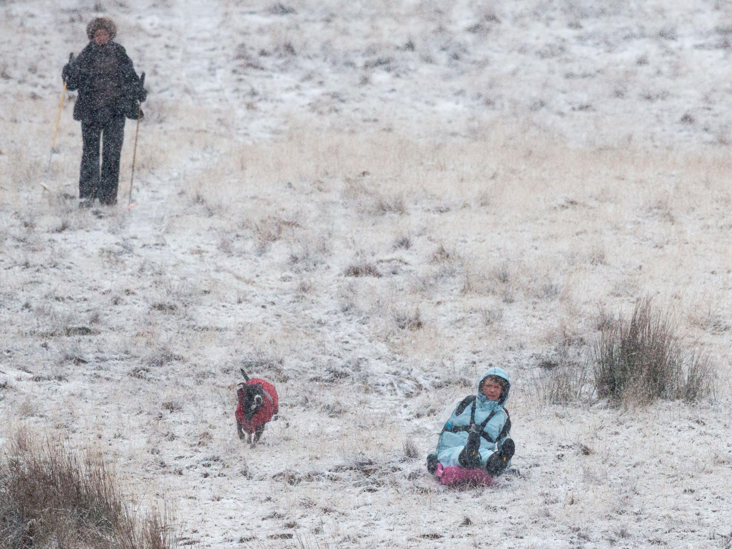 Snow at the base of Pont ar Daf in the Brecon Beacons in Wales yesterday Matt Cardy/Getty