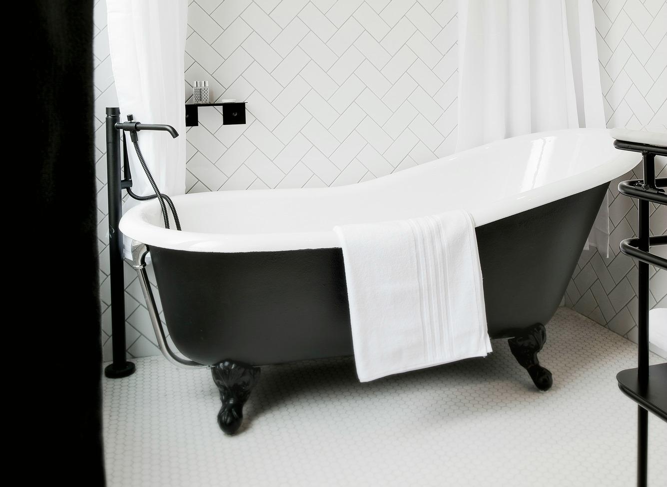 You can book a room with a freestanding bath