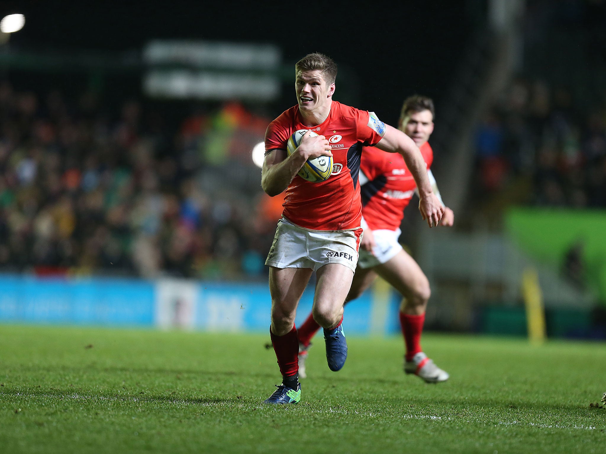 Owen Farrell captains Saracens in the absence of Brad Barritt