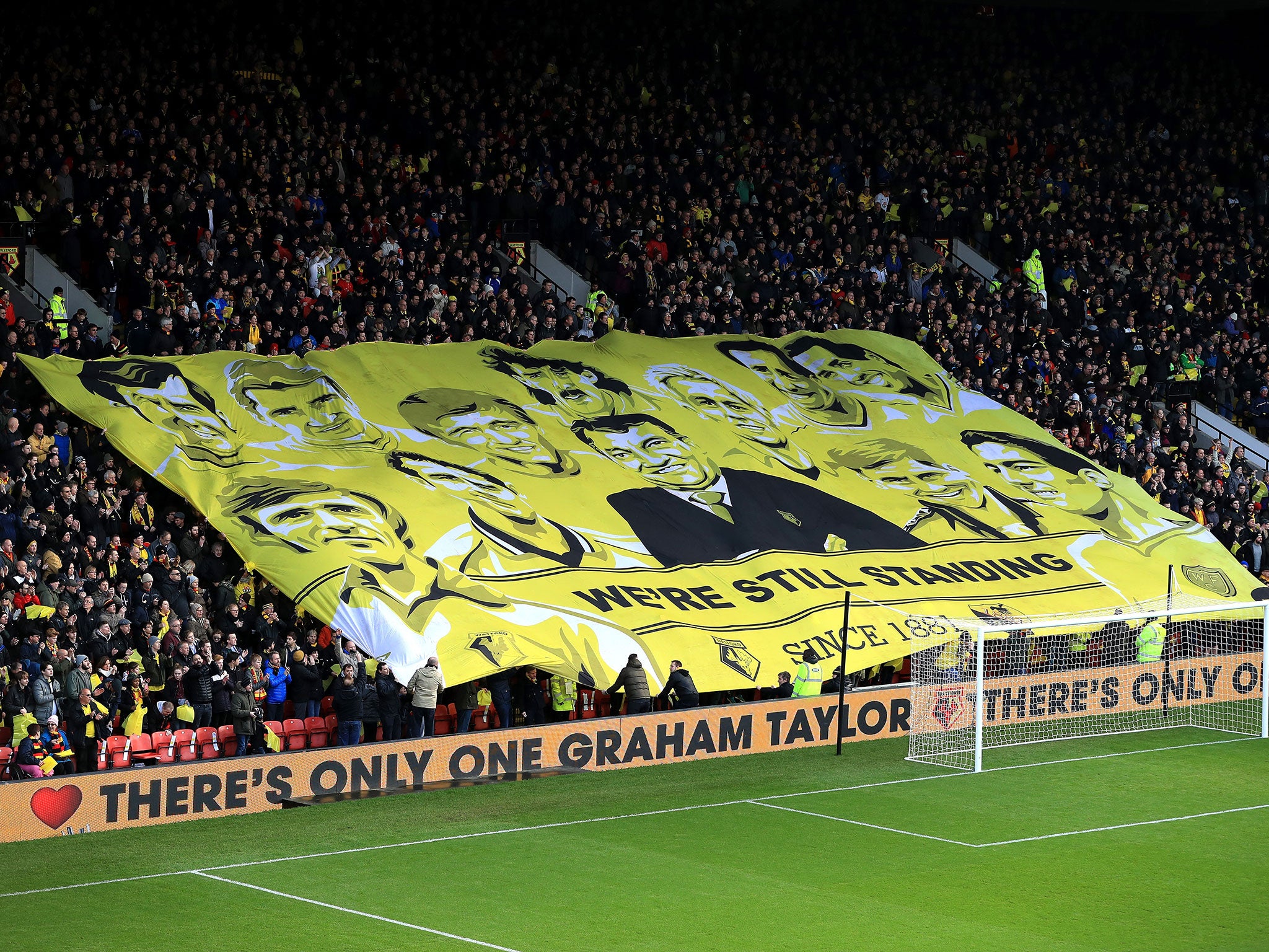Watford fans pay tribute to Graham Taylor who died on Thursday