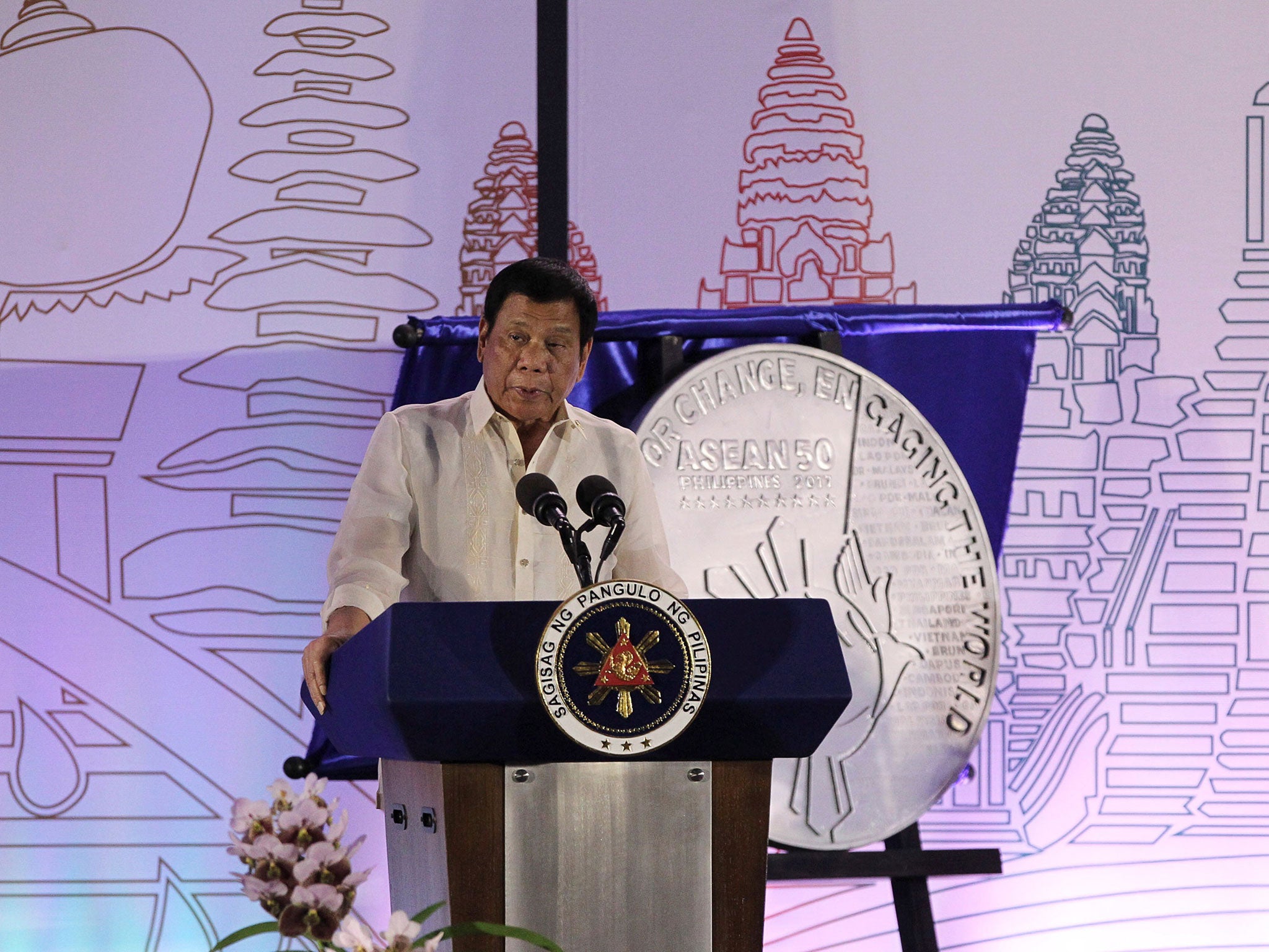 Philippine President Rodrigo Duterte speaks during the Philippines' ASEAN Chairmanship launch in Davao city on 15 January, 2017