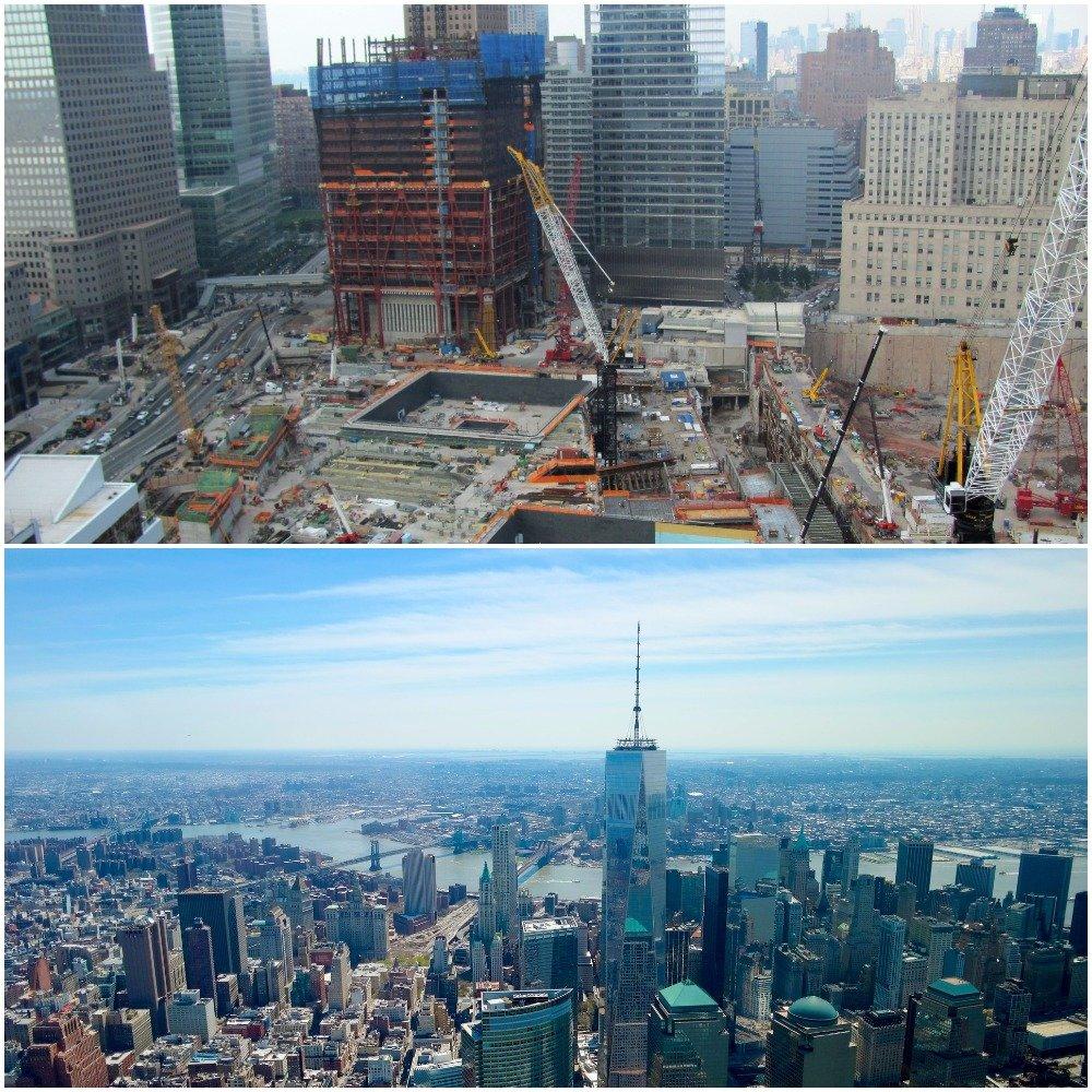 The World Trade Center site, 2010 (above) vs. 2016 in Manhattan (below)