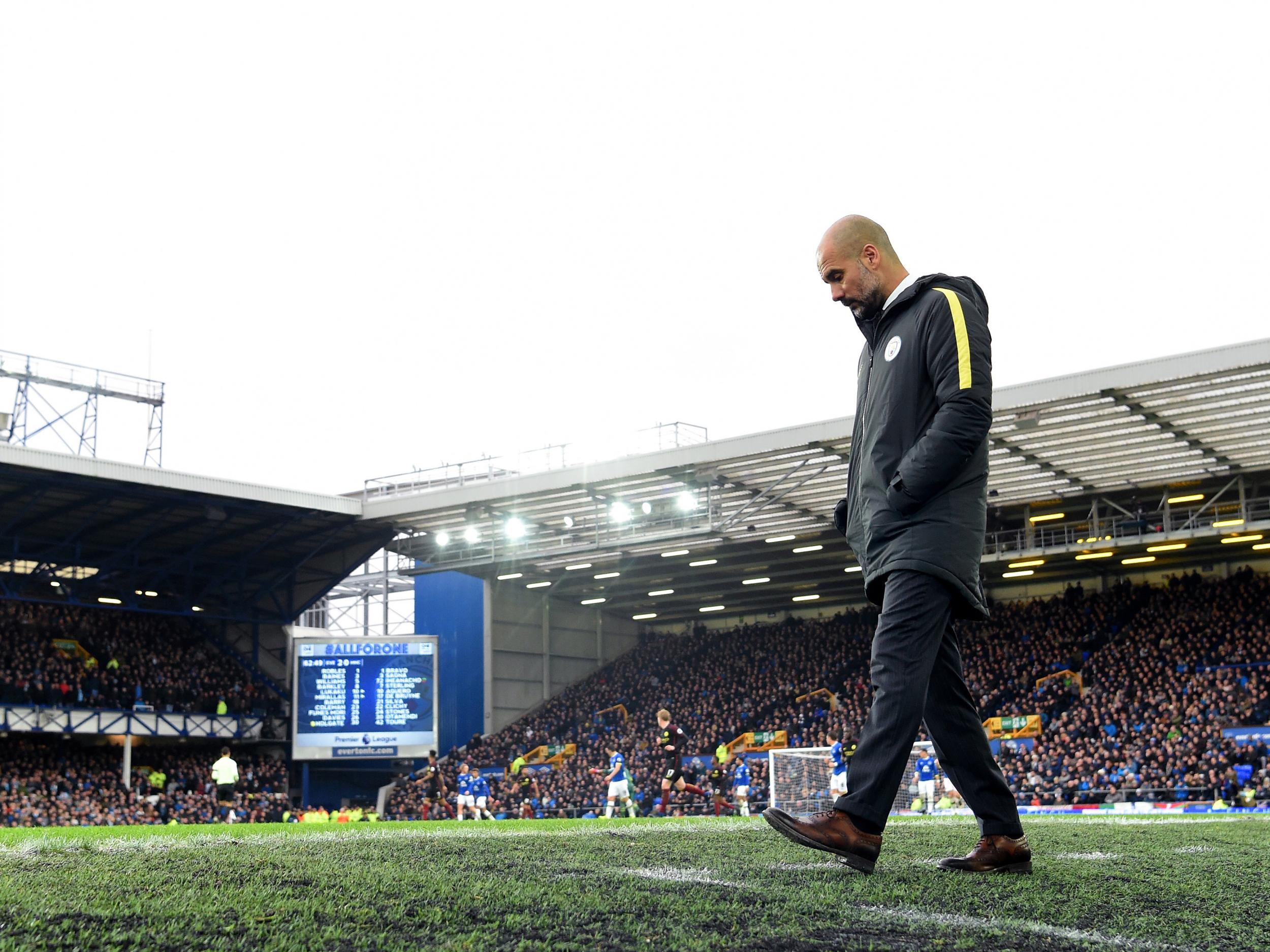 Guardiola cut a despairing figure on the touchline