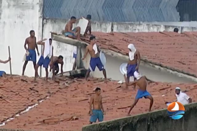 Television footage showed inmates on the roof of the prison