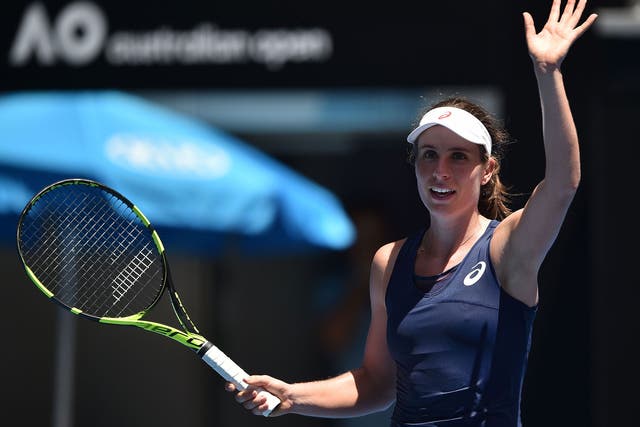 Johanna Konta beat Kirsten Flipkens in straight sets to reach the Australian Open second round