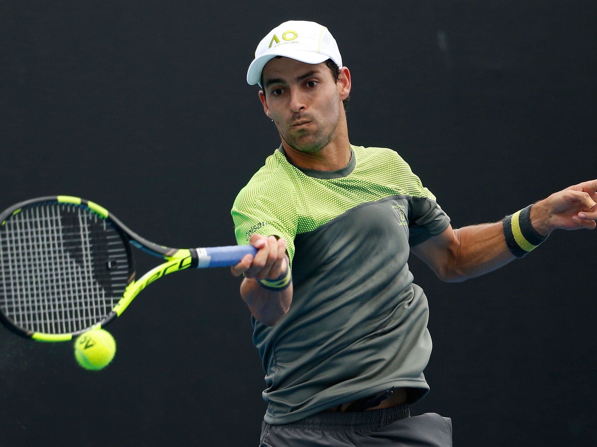 Santiago Giraldo was no match for Evans as he succumbed in straight sets