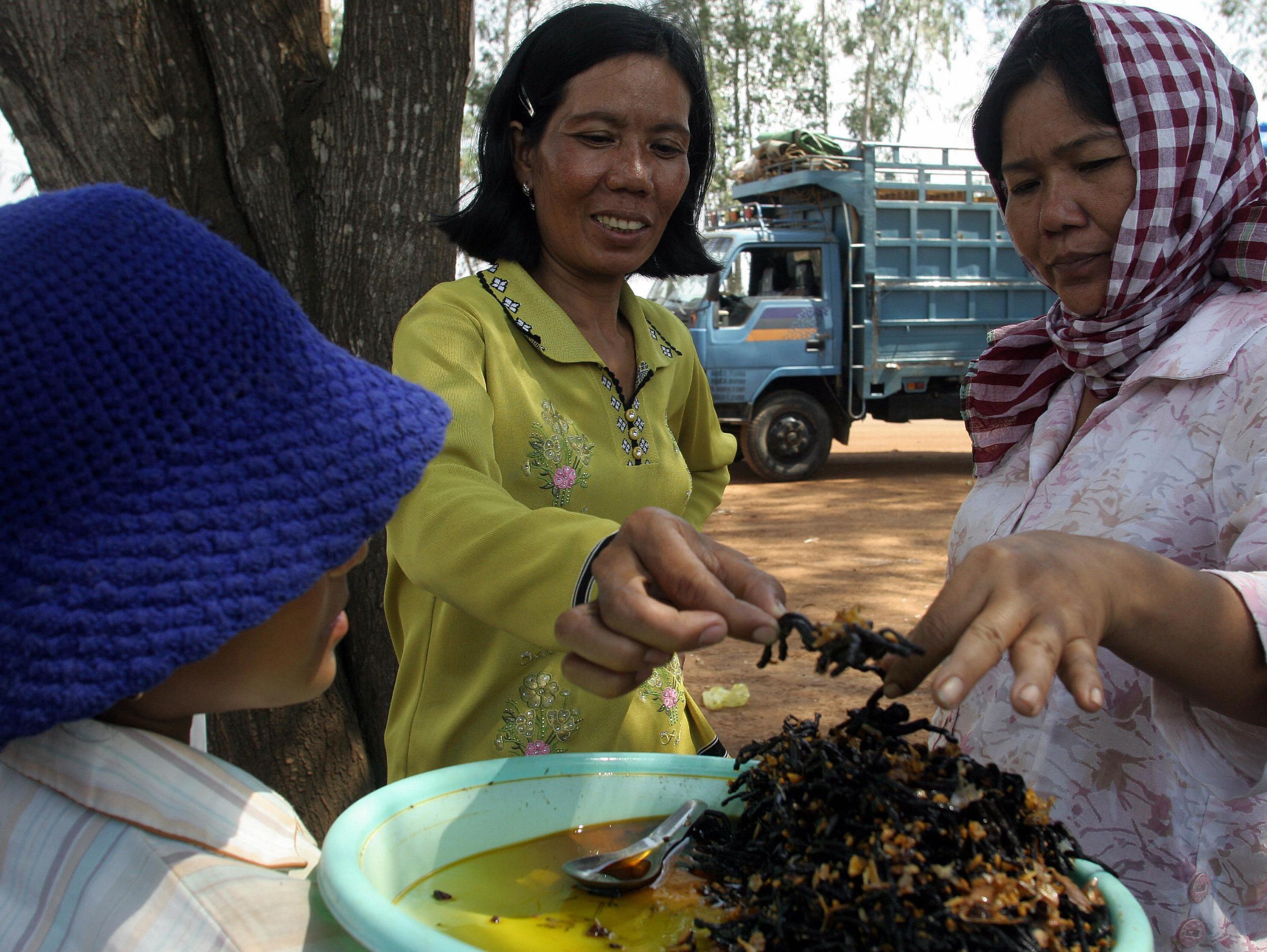 How about a nice plate of fried tarantulas in Cambodia?