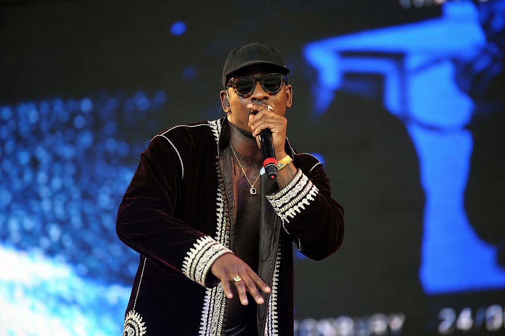 Skepta performs on the Pyramid Stage at Glastonbury Festival 2016