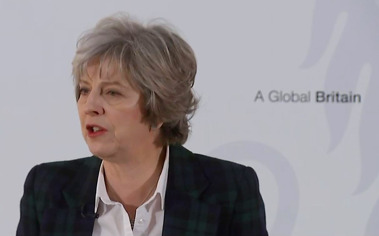 Theresa May during her Brexit speech