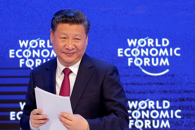 China’s President Xi Jinping speaking at the World Economic Forum