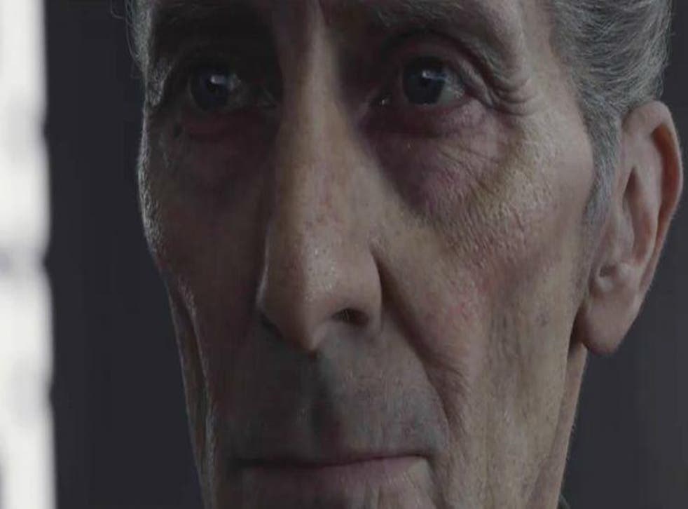 Cushing in his 2016 CGI incarnation as the Grand Moff Tarkin in ‘Rogue One: A Star Wars Story’