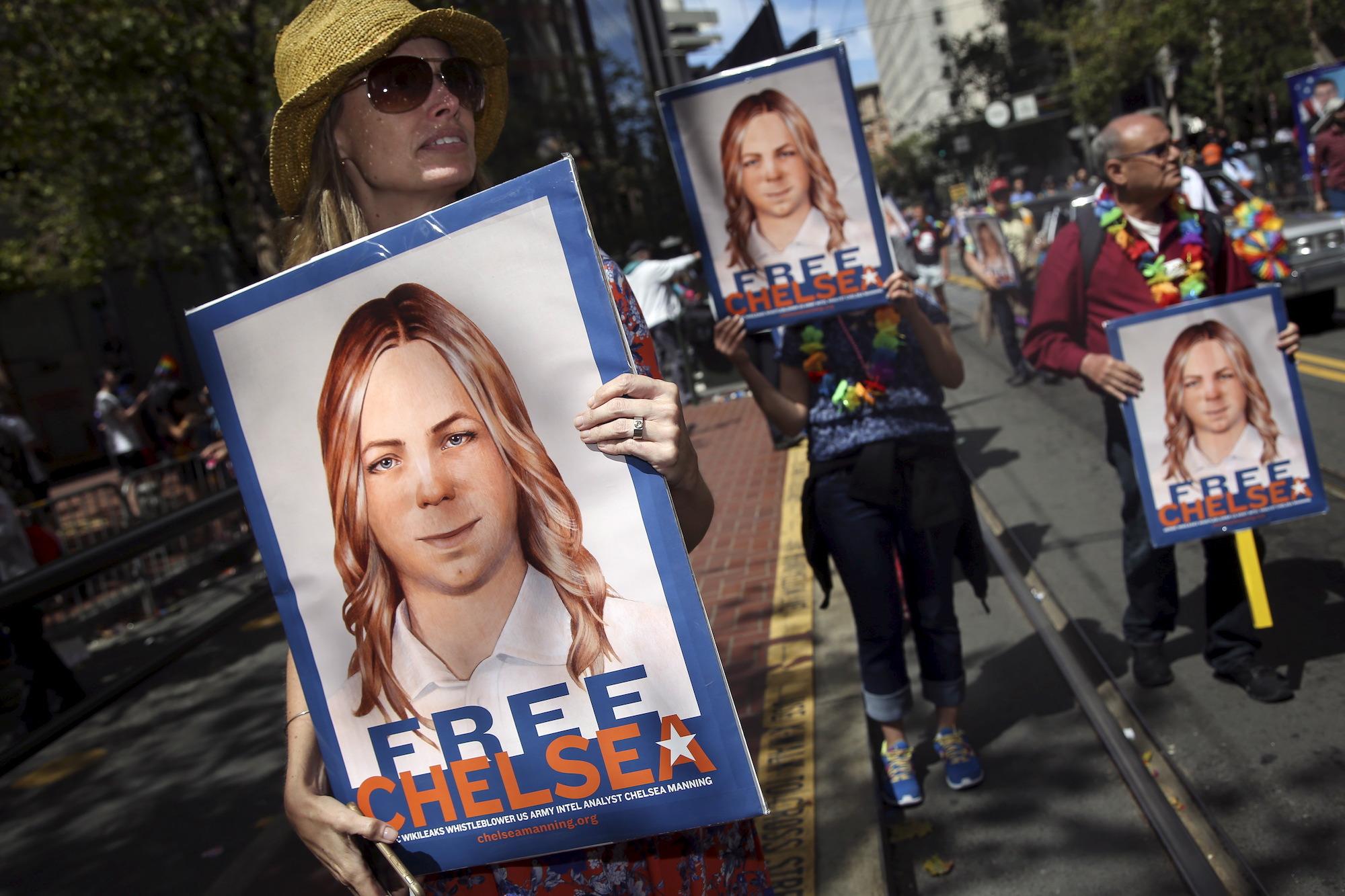 Protesters had been calling for the release of the Wikileaks whistleblower since her arrest