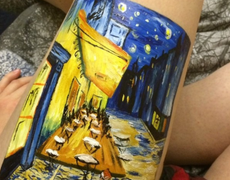 Teenager paints Van Gogh painting on her leg instead of self-harming
